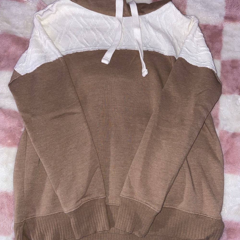 Maurices Brown and Cream Cowl Neck Sweater
